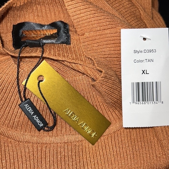 Alexia Admor Eliah Long Sleeve Knit Midi Dress- Tan Size XL (16/18) NWT - Picture 4 of 6